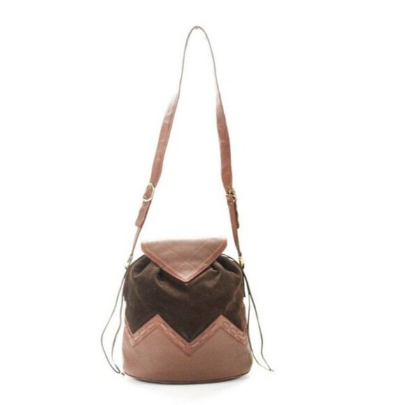 Gucci Bucket Bag Early Diamante Line Drawstring Toffee and Dark Brown Leather - Picture 3 of 10